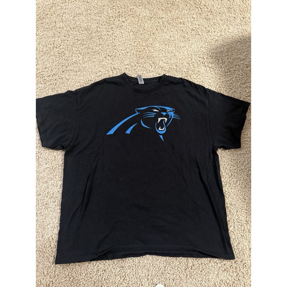 Carolina Panthers NFL Logo Black Gildan Heavy Cotton T-Shirt Adult XL - Picture 3 of 7